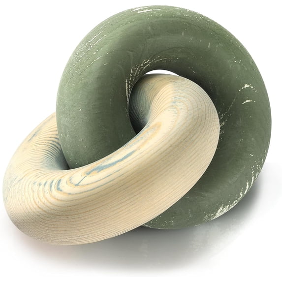 EOSAHR Boho Pine Wood Knot Decor - Wooden Chain Link Decor for Coffee Table, Book Shelf & Side Table - Decorative Knot with Simple Modern for Home Décor Accents (Green & Yellow)