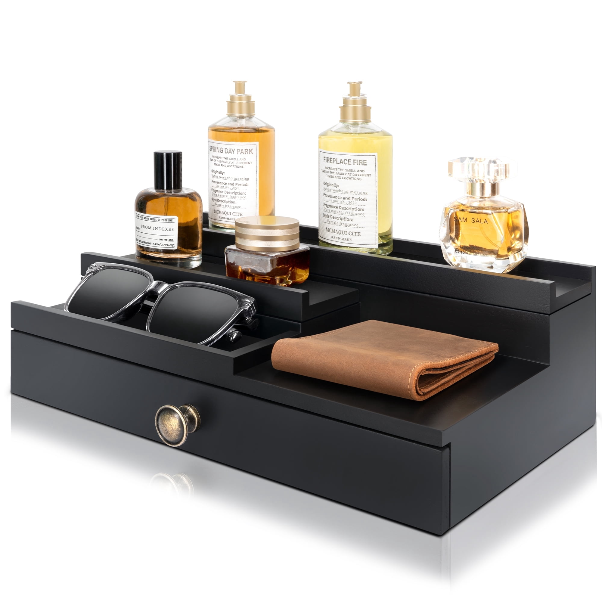 EOSAHR Modern Wooden Cologne Organizer for Men - 3 Tier Cologne Stand ...