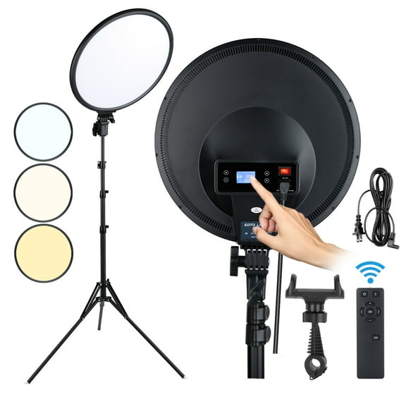 EOTO LIGHT LED Ring Light - 14 inch 5000 lumens Studio Light with Tripod Stand for Tiktok, Vlog, Video Shooting, Video Conferencing, Streaming Light with LED Display and Remote Control