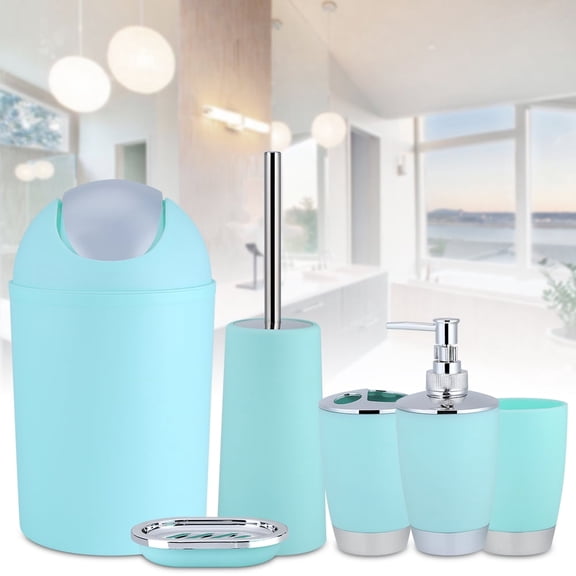 EOTVIA 6Pcs Bathroom Set PC And Stainless For Homes For Office For Hotels Mint Green