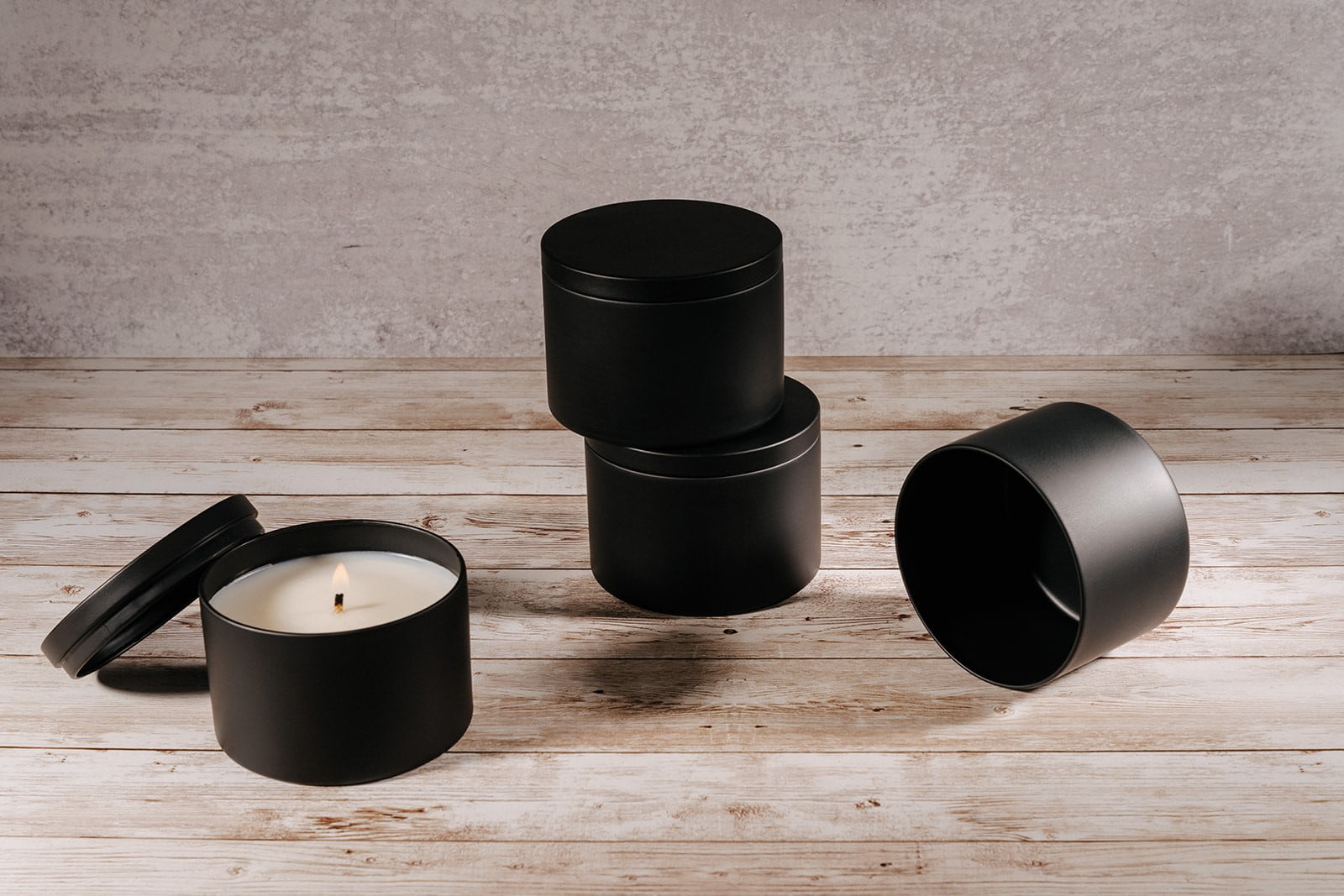 EOTW Candle Supply 8 oz. 24 Pack Empty Black Tin Jars, Ideal for Candle Making.