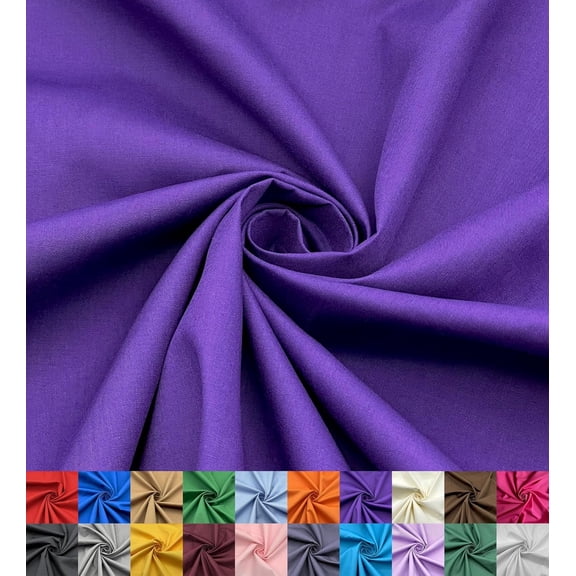 EOVEA - Cotton Polyester by the Yard, 60" Wide Poly Cotton Blend Broadcloth Fabric Lightweight Breathable Soft for Sewing, Lining, Curtains, Bedding, Skirts & DIY Projects (Purple, 30 Yard)