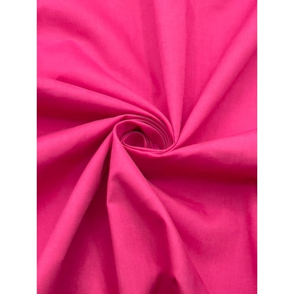 EOVEA - Cotton Polyester by the Yard, 60" Wide Poly Cotton Blend Broadcloth Fabric Lightweight Breathable Soft for Sewing, Lining, Curtains, Bedding, Skirts & DIY Projects (Fuchsia, 1 Yard)