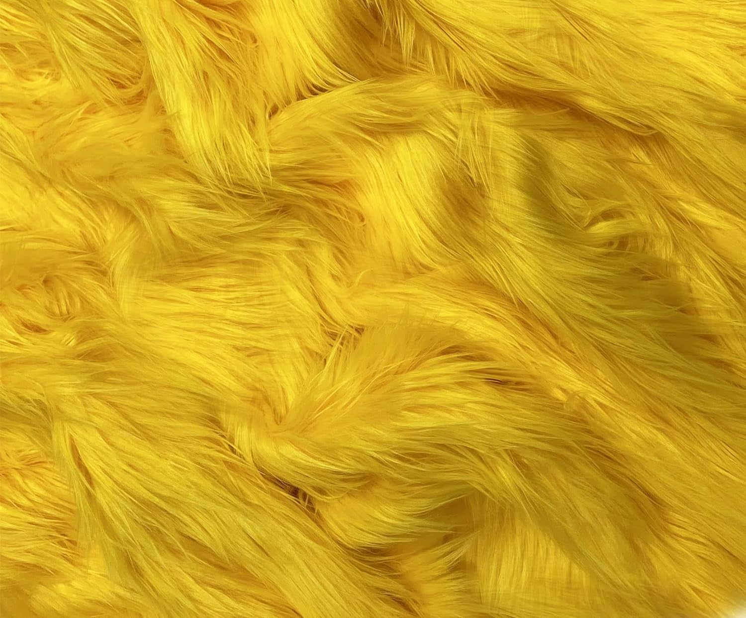 EOVEA Mohair Shaggy Faux Fur Fabric, Yellow, One Yard