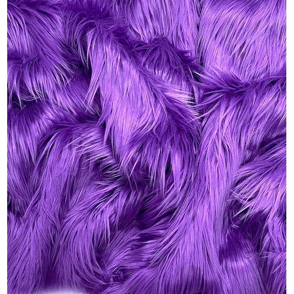 EOVEA Shaggy Faux Fur Fabric by The Yard - 18" X 60" Inch - Long Pile Fur - Fake Fur Materials - Soft & Fluffy Craft Fabric Supplies for DIY Arts & Crafts, Apparel, Costume, Rug(Purple, Half Yard)