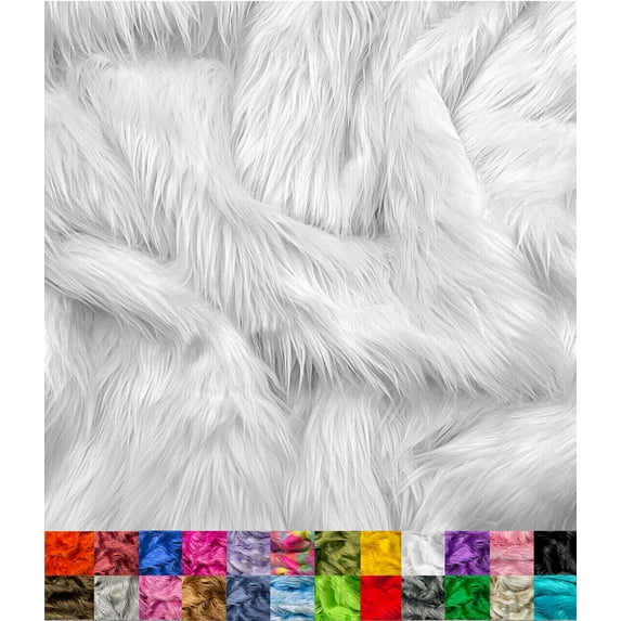 EOVEA Shaggy Faux Fur Fabric by The Yard - 18" X 60" Inch - Long Pile Fur - Fake Fur Materials - Soft & Fluffy Craft Fabric Supplies for DIY Arts & Crafts, Apparel, Costumes, Rugs