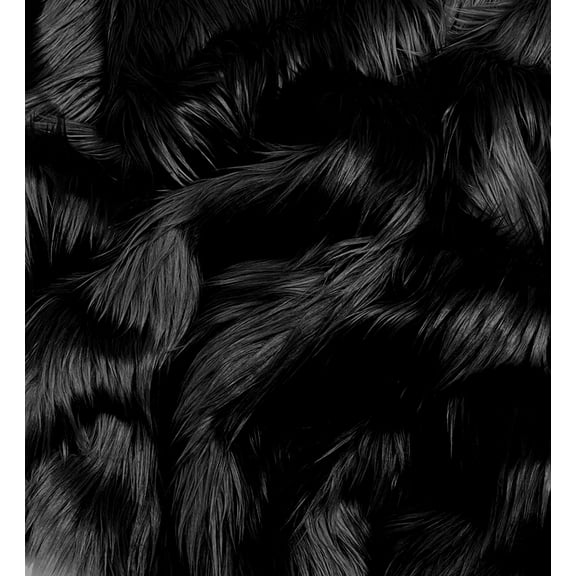 EOVEA Shaggy Faux Fur Fabric by The Yard - 36" X 60" Inch - Long Pile Fur - Fake Fur Materials - Soft & Fluffy Craft Fabric Supplies for DIY Arts & Crafts, Apparel, Costume, Rug (Black, One Yard)