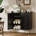 thumbnail image 1 of EOYUTLLY Coffee Bar Cabinet with Wine Rack & Glass Holder, Liquor Cabinet with Fluted Doors, Modern Sideboard Buffet Cabinet with Drawer Storage for Living Room Kitchen, Black, 1 of 7