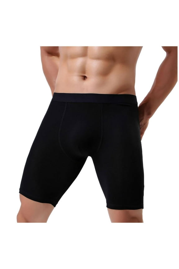 100% Cotton Underwear for Men Long Leg Boxer Briefs Relaxed Fit Elastic Waist Comfortable Seamless Boxers for Gym Workout Activewear