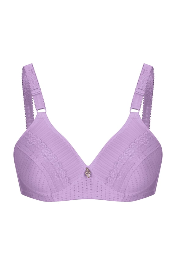 1PC Bras for Older Women, Woman's Embroidered Glossy Comfortable Breathable Bra Underwear No Rims