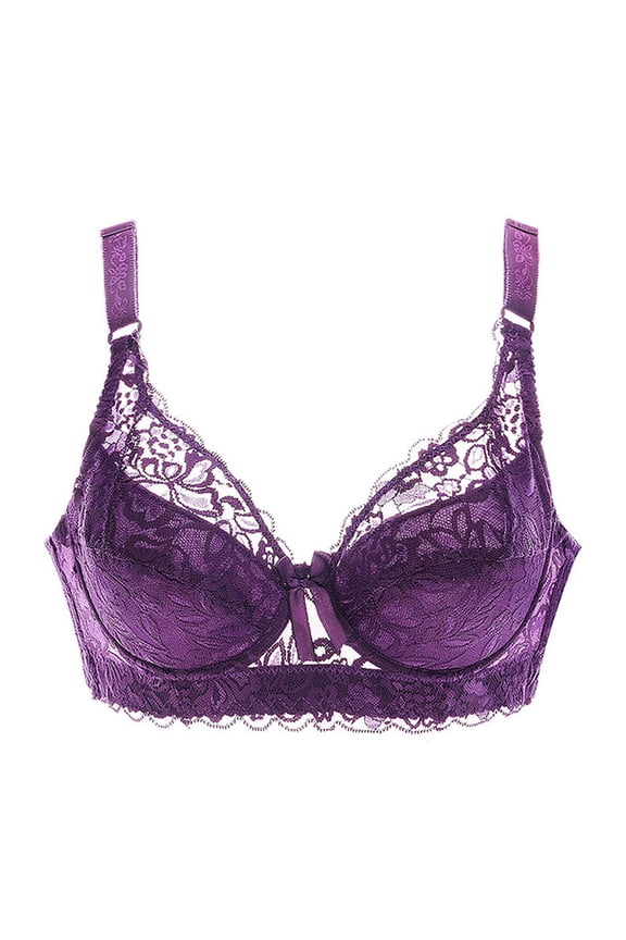 1PC Bras for Older Women, Woman's Embroidered Glossy Comfortable Breathable Bra Underwear With Rims