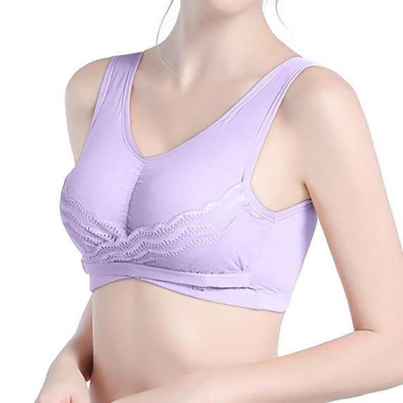 EOYWHK 1PC Womens Sports Bras, Women's Oversized Sports Bra Cotton Without Steel Rings Or Marks Gathered Sleep Lace Adjustable Sports Bra