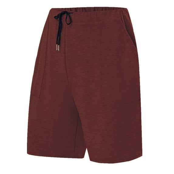 EOYWHK Athletic Shorts with Pockets Elastic Waist Drawstring Mens Shorts Athletic Soft Lightweight Breathable Sport Shorts for Men Wine, Size XL