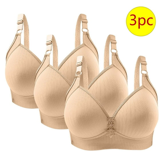EOYWHK Bandaue Bras for Women 3 Pack Woman's Solid Color Daily Bra Without Steel Ring Gathering Bras