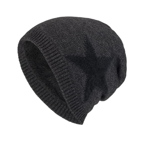 EOYWHK Beanie for Men Slouch Star Knit Fleece Lined Soft Thick Warm Skull Cap Winter Hats for Outdoor Skiing Cold Weather Hat, Gray
