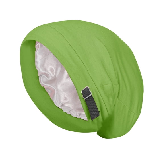 EOYWHK Beanie for Women Satin Lined Slouchy Beanie Hats Adjustable Elastic Turban Hat for Hair Protection Soft Knit Sleep Cap, Green Free Size