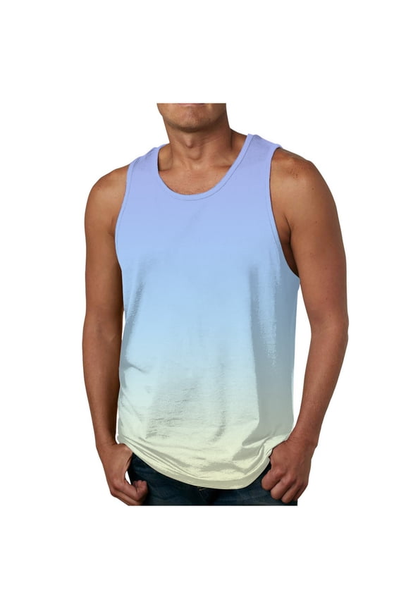 Big and Tall Tank Top Undershirts Quick Drying Basketball Shirt Gradient Color Moisture Wicking Sports Gym Training Pullover T-Shirt ,S-4XL