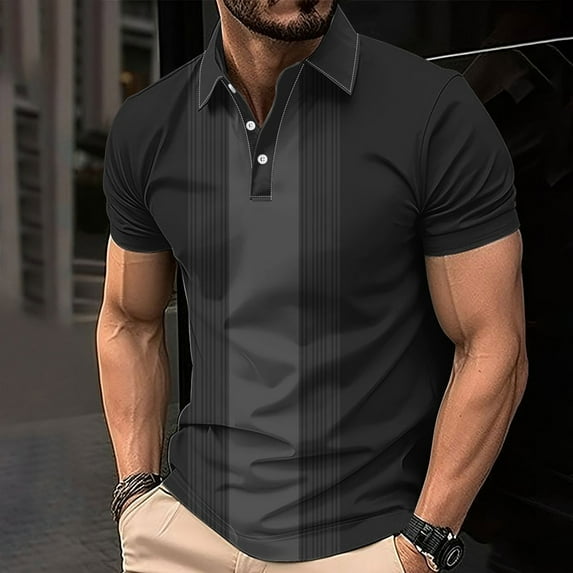 EOYWHK Big and Tall Shirts for Men Casual Golf Shirt Button Up Graphic Tees Short Sleeve Pullover Fishing Workwear Tops Clearance,S-5XL