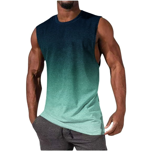 EOYWHK Big and Tall Shirts for Men Graphic Tees Gradient Color Slim Fit Crewneck Workout Gym Training Basketball Football Tops ,S-2XL