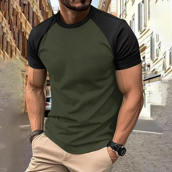 EOYWHK Big and Tall T-Shirts for Men Athletic Basketball Shirt Color Blocked Short Sleeve Muscle Fit Crew Neck Pullover Blouse ,S-3XL