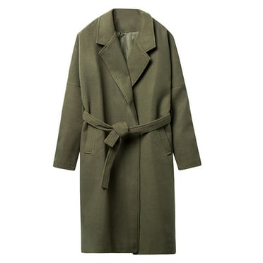 EOYWHK Big and Tall Winter Coats for Men Long Trench Coats Windbreaker Belted Woolen Pea Coats Heavyweight Breasted Overcoats Clearance,M-4XL