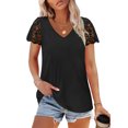 thumbnail image 1 of EOYWHK Black Tops for Women Plus Size Cap Sleeve Shirt Lightweight V-Neck Lace Sleeve Slim Fit Flowy Tops ,S-3XL, 1 of 9