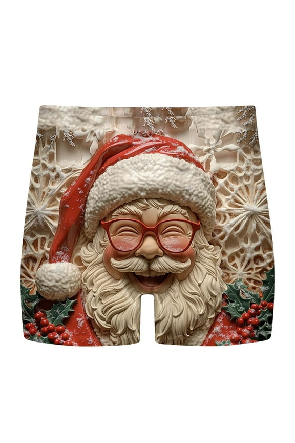 Christmas Boxers for Big and Tall Men 5" Inseam Boxers Underwear Long Slim Leg Comfort Panties Stretch Sleepwear Nightwear,S-5XL