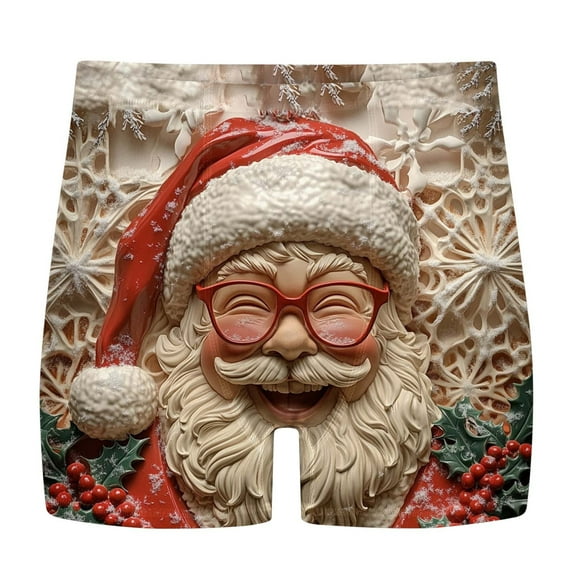 EOYWHK Christmas Boxers for Big and Tall Men 5" Inseam Boxers Underwear Long Slim Leg Comfort Panties Stretch Sleepwear Nightwear,S-5XL