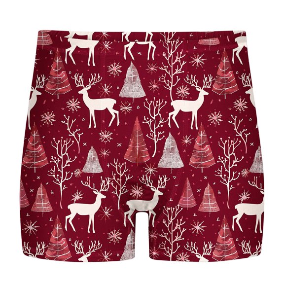 EOYWHK Christmas Underwear for Men Big and Tall Boxer Brief Long Leg Underpants Slim Fit Stretch Seamless Boy Shorts ,S-5XL