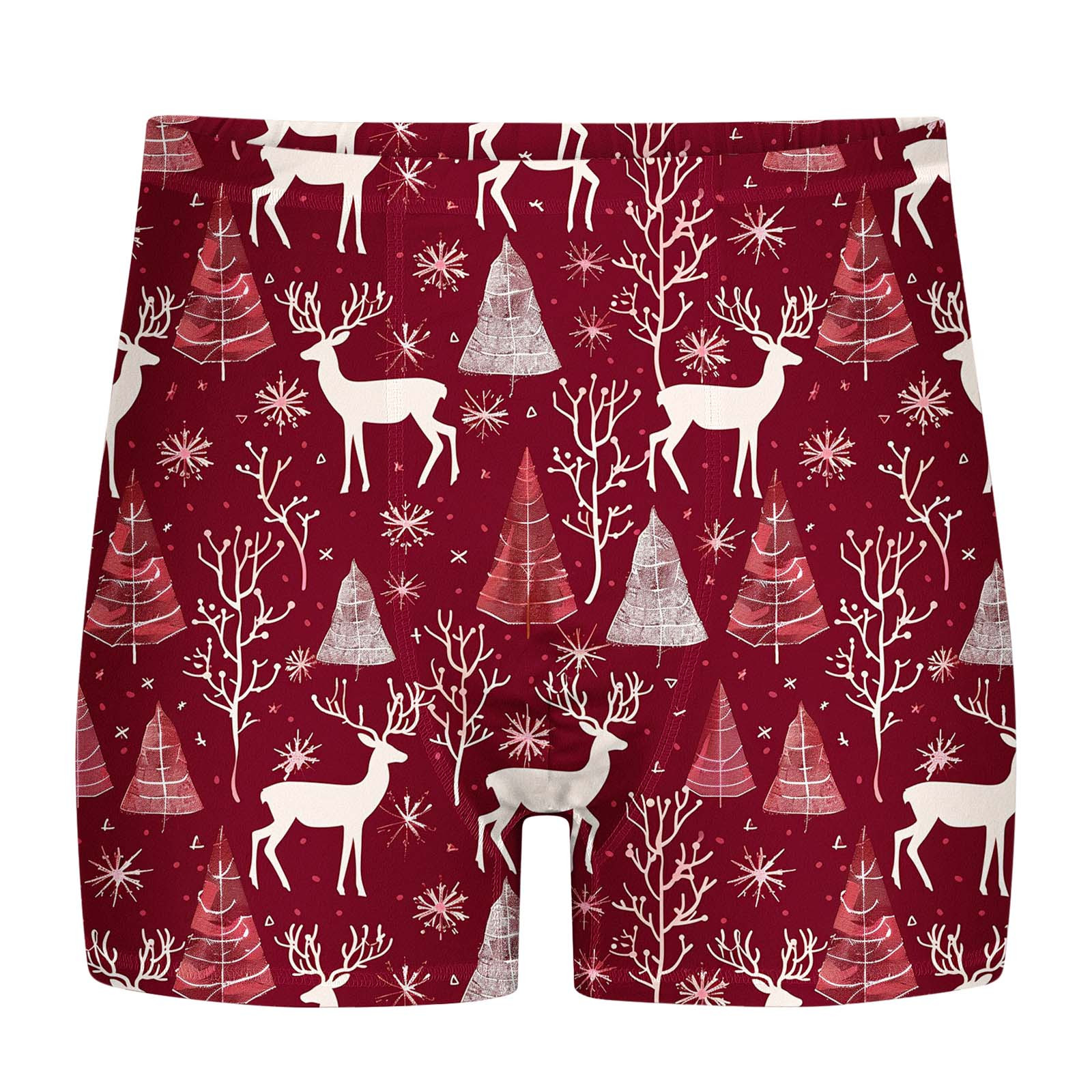 EOYWHK Christmas Underwear for Men Big and Tall Boxer Brief Long Leg Underpants Slim Fit Stretch Seamless Boy Shorts Clearance,S-5XL