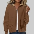thumbnail image 1 of EOYWHK Corduroy Bomber Jackets for Women New Trendy Hooded Jacket Long Sleeve Full Zip Outerwear Jackets with Pockets, 1 of 6