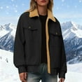 thumbnail image 1 of EOYWHK Corduroy Jackets for Women Fleece Linen Vintage Coats Button Down Fuzzy Thicken Cropped Jacket, 1 of 8