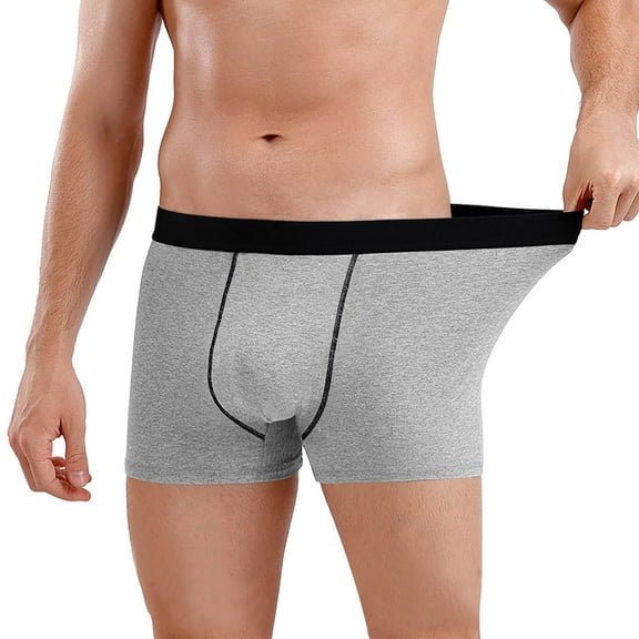 EOYWHK Cotton Boxer Briefs for Men Big and Tall Stretch Underwear Mid Rise Seamless Flat Elastic Waist Underwear ,L-8XL