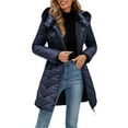 thumbnail image 1 of EOYWHK Cotton Puffer Jackets for Women Winter Fleece Parkas Coats Full Zipper Overcoats Long Sleeve Warm Outerwear with Hood, 1 of 8