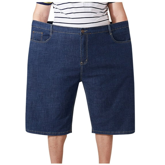 EOYWHK Denim Shorts for Men Big and Tall Jeans 7 inch Inseam Vintage Distressed Shorts Oversized Loose Fit Baggy Waist Workwear Bottom ,L-5XL