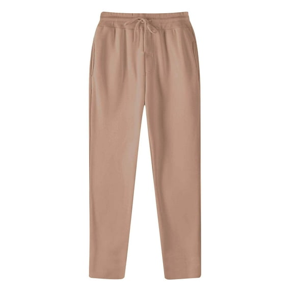 EOYWHK Dress Pants for Men Men's Fashion Drawstring Elastic Waist Solid Color Casual Sweat Length Pants