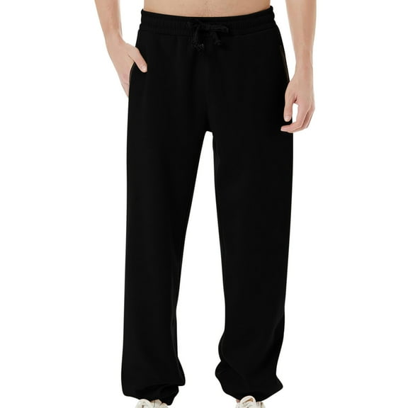 EOYWHK Dress Pants for Men Men's Warm Cotton Pants With Pockets Drawstring Lace-up Pants Sweatpants Fall Winter