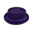 thumbnail image 1 of EOYWHK Fedora Hat for Men Summer Breathable Mesh Top Hat with Metal Button Decor Short Brim Summer Pork Pie Hats for Men, Purple Free Size, 1 of 4