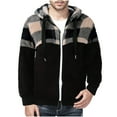 thumbnail image 1 of EOYWHK Fleece Hoodies for Men Long Sleeve Sherpa Lined Hooded Sweatshirt Big and Tall Plaid Bomber Jackets Full Zip-Up Outwear Jackets ,S-5XL, 1 of 5