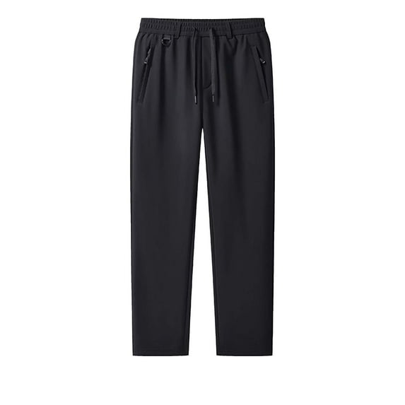 EOYWHK Fleece Pants for Men Big and Tall Casual Straight Leg Elastic Waist Drawstring Travel Hiking Trouser
