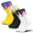 thumbnail image 1 of EOYWHK Fun Socks for Men Fashion Fire Print Flame Crew Socks Streetwear Breathable Moisture Wicking Athletic Socks White Free Size, 1 of 3