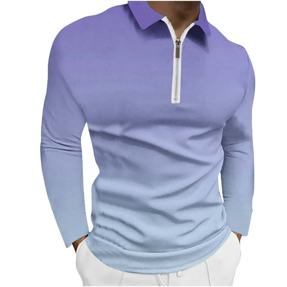 EOYWHK Grunt Style Tshirts Shirts for Men Fashion Men Long Sleeve Non-locating Printin Casual Zipper T- Shirt Blouse Tops