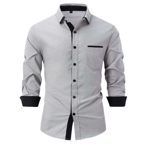 EOYWHK Hawaiian Shirts for Men Men Casual Fashion Turn-down Collar Long Sleeve Breathable Shirt Blouse Tops Flash Deal