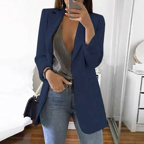 EOYWHK Jean Jackets for Women Women Solid Long Sleeve Office Coat Cardigans Suit Long Jacket Tops Clearance