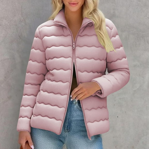 EOYWHK Juniors Puffer Jackets Lightweight Fall Trendy Coats Full Zipper Thick Warm Coats