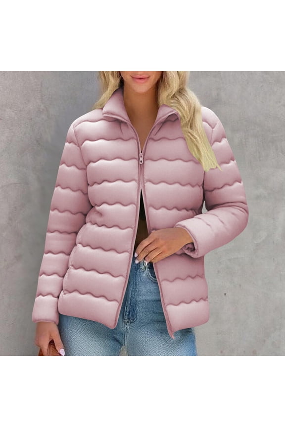 Juniors Puffer Jackets Lightweight Fall Trendy Coats Full Zipper Thick Warm Coats