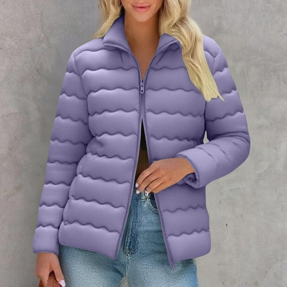 EOYWHK Juniors Puffer Jackets Lightweight Fall Trendy Coats Full Zipper Thick Warm Coats