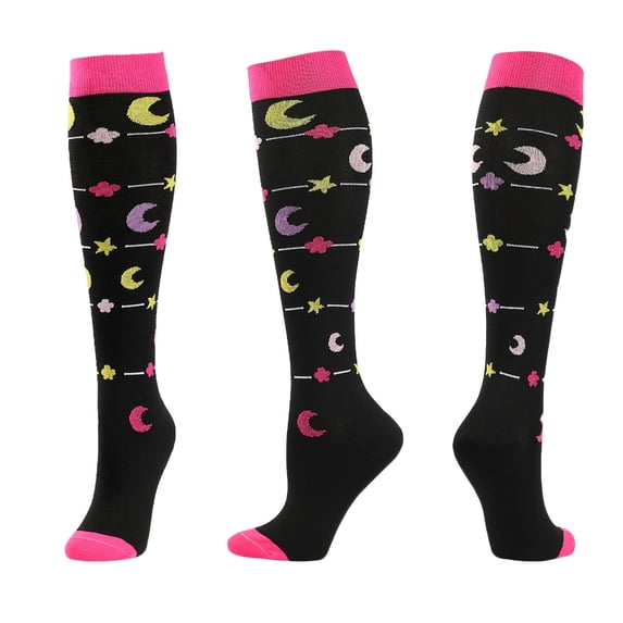 EOYWHK Knee High Stockings Compression Socks Light Compression Socks Circulation Support Socks for Men Women Black M