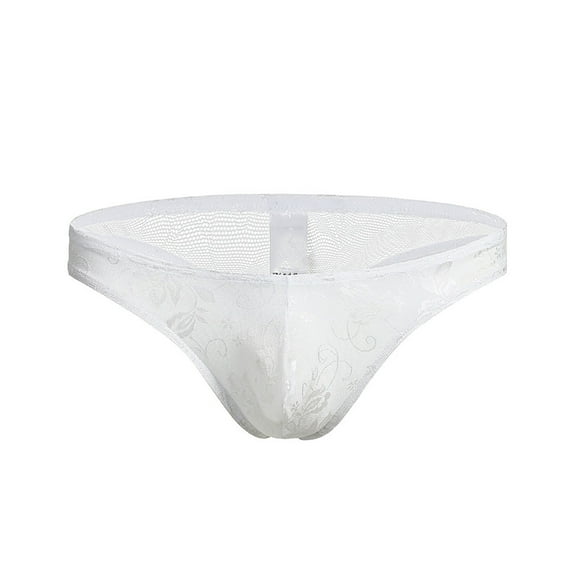 EOYWHK Lace Briefs for Men Breathable Stretch Underwear Slim Fit Comfy Bikini Sleepwear Bottom with U Bulge Pouch M-3XL