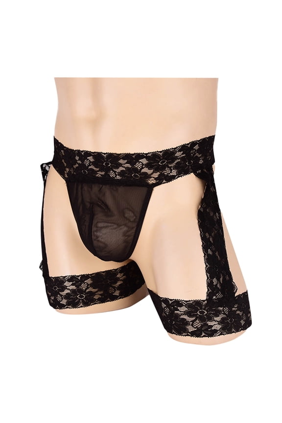 Lace Underwear for Men Bandage Thongs Stretch Tie Seamless Breathable Underpants with Pouch